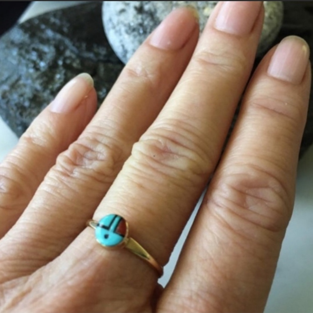 Native American 14kGold Received Ring - Picture 2 of 5